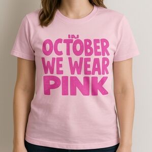 Bella + Canvas “In October We Wear Pink” Breast Cancer Awareness Tee – Size XL